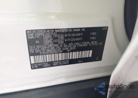 2025 Toyota Rav4 Le z USA, uszkodzony, nr VIN 2T3H1RFVXSC327089